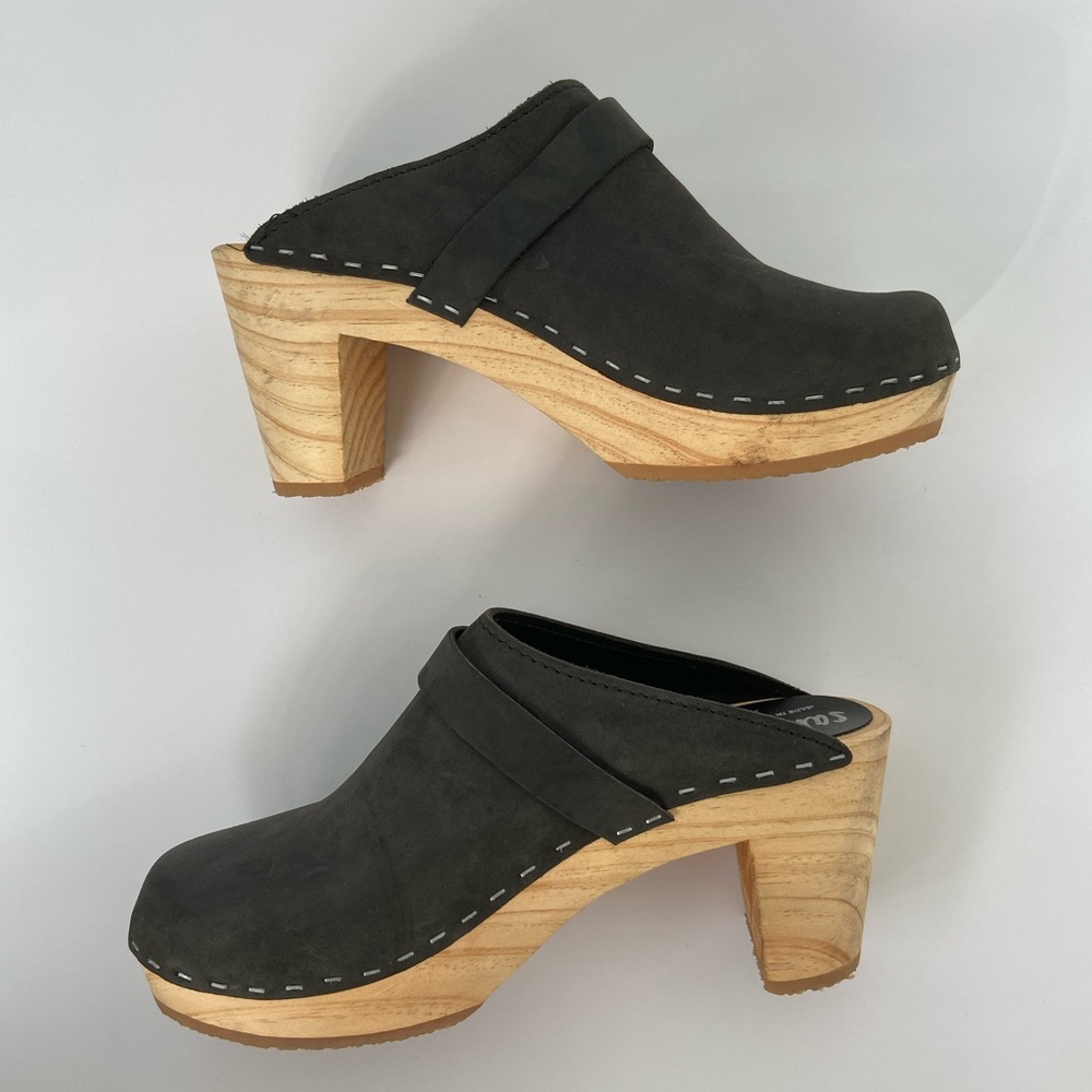 Sz. 39 Sandgrens Maya Nubuck Leather Swedish Clogs - Picture 1 of 14